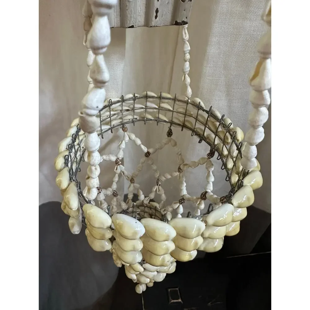 Vintage Sea Shell Hanging Macrame Plant candle Holder Boho decor beach nautical